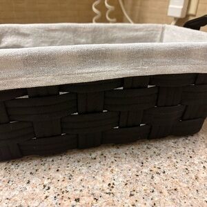 Black Woven Storage Basket with Cream Lining